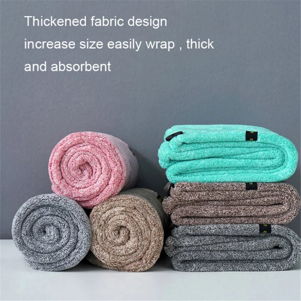 Hair Towel Wrap Super Absorbent Quick Dry Hair Turban Bathroom Essential Accessories - Grey - 4