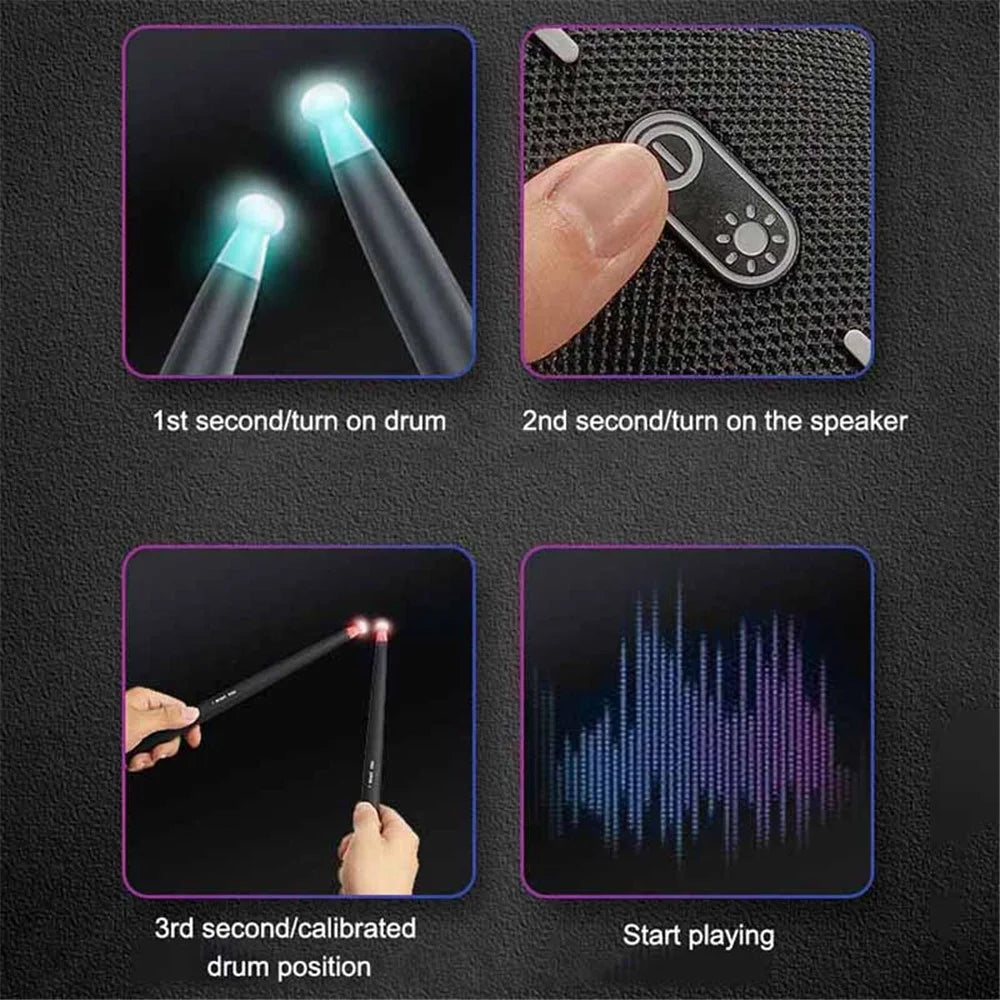 NX05 1 Pair Electronic Drum Practice Somatosensory Air Drum Sticks with Bluetooth-compatible Speaker and 2 Foot Sensor - 4