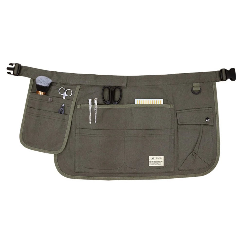Multi Pockets Cosmetics Gardening Tools Storage Short Apron Waist Buckle Canvas Work Apron - Army Green - 1