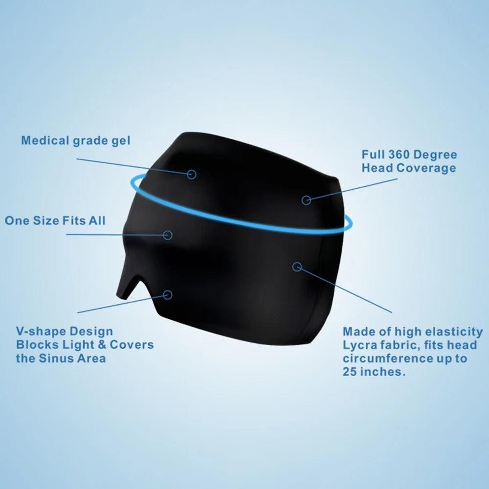 H08187 Single Side Medical Grade Gel Headache Migraine Relief Hat Cold Compress Therapy Cap (ST) - Black - 6