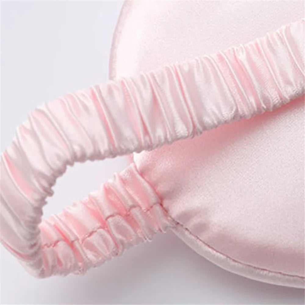 Imitation Silk Shading Eye Mask Sleep Blindfold + Hair Band + Scrunchie + Storage Bag - Light Pink - 2