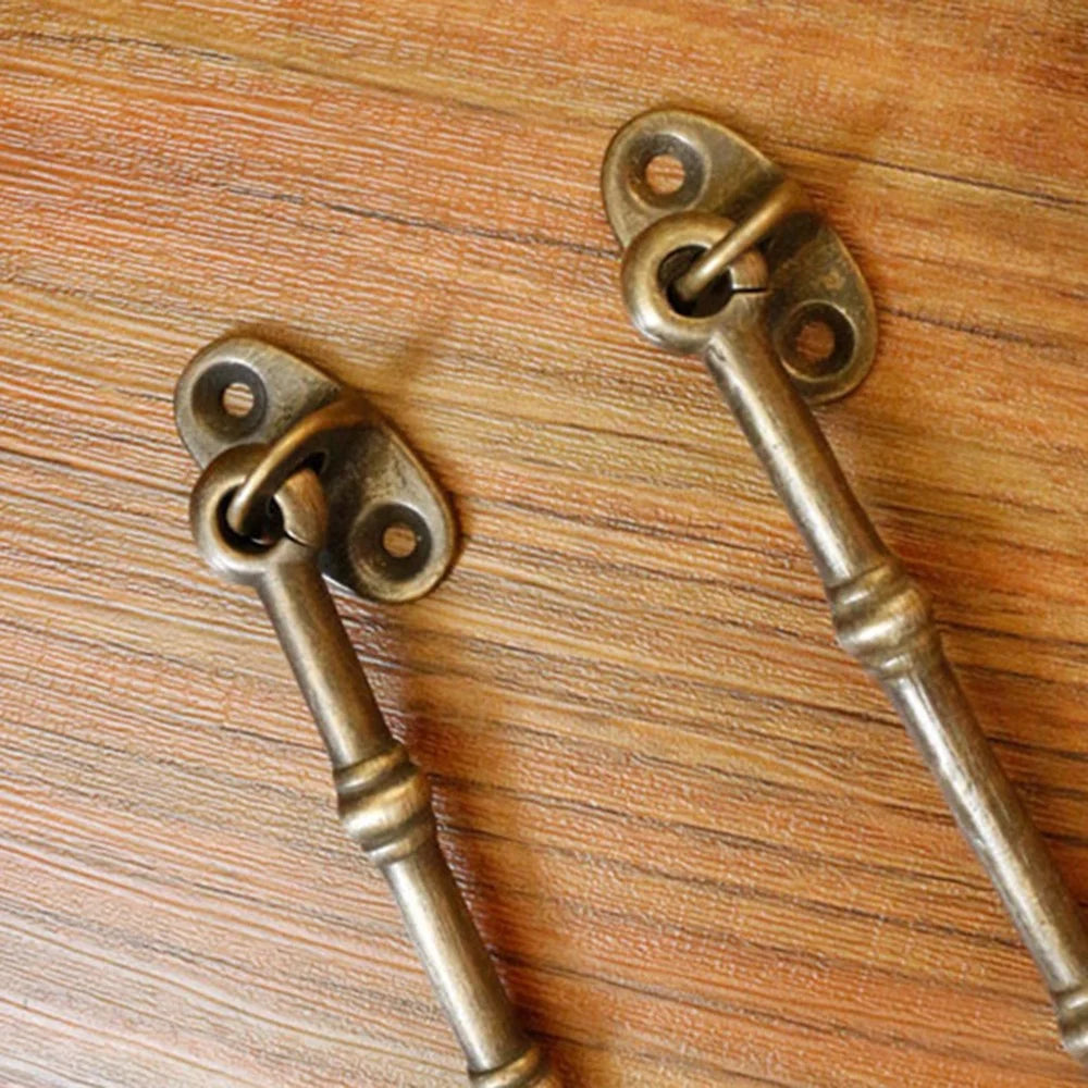 10.5cm Retro Brass Windproof Eye Bolt Hasp Hook Window Cabinet Door Stay Catch - Brass Color - 3