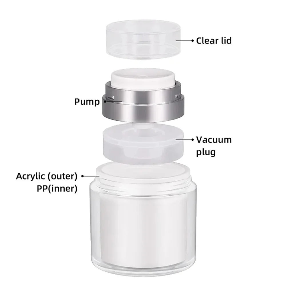 30ML Vacuum Cream Storage Bottle Lotion Dispenser Mini Makeup Airless Pump Cream Jar Container (Dual-Layer) - 2
