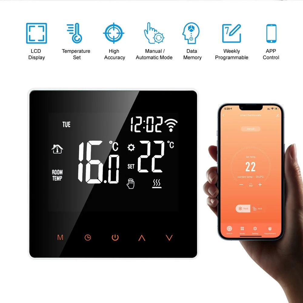 WT81 Smart WiFi Thermostat Tuya 3A Temperature Controller Support Google Home, Alexa - Water Floor Heating - 3