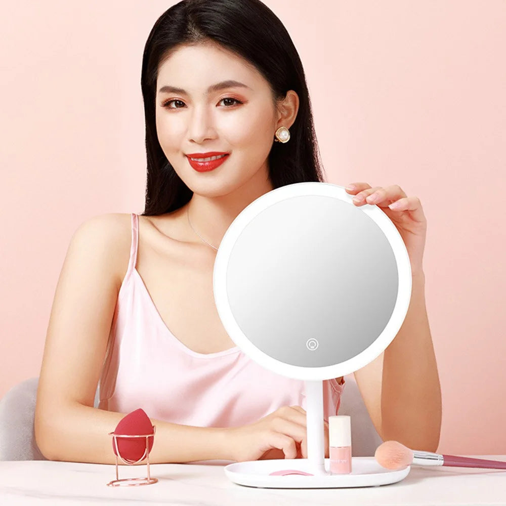 XIAOMIYOUPIN JORDAN&JUDY NV543 8-inch HD Makeup Mirror Desktop LED Fill Light Beauty Mirror with 3-Color Dimming - White - 5