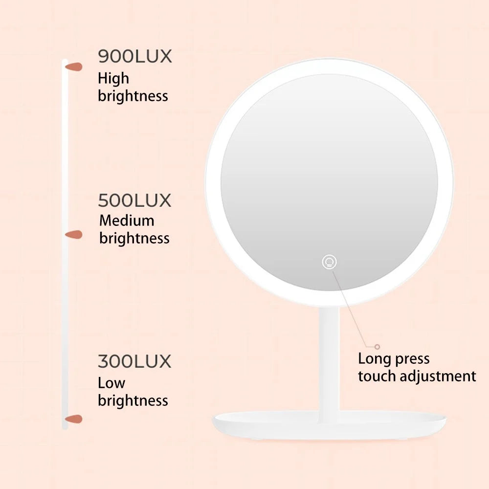 XIAOMIYOUPIN JORDAN&JUDY NV543 8-inch HD Makeup Mirror Desktop LED Fill Light Beauty Mirror with 3-Color Dimming - White - 6