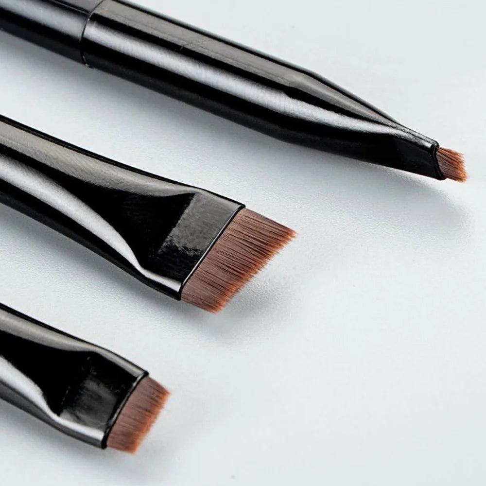 3Pcs / Set Eye Makeup Brushes Eyeshadow Brush Kit Soft Fiber Eyeliner Eyebrow Makeup Tool - Black - 3