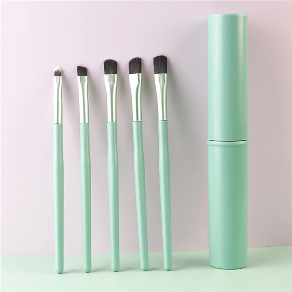 5Pcs / Set Makeup Brush Eye Shadow Eyebrow Lip Brush Nose Shadow Brush Facial Makeup Brushes - Green - 2