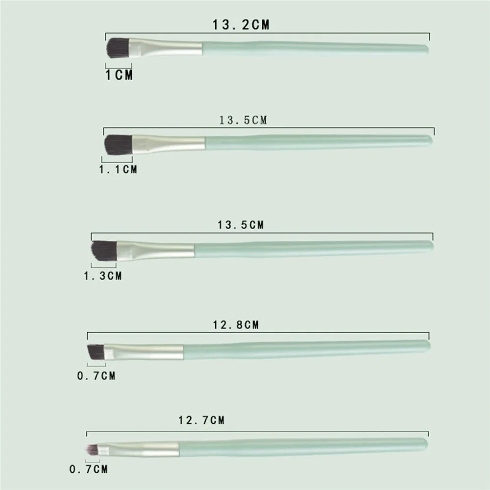 5Pcs / Set Makeup Brush Eye Shadow Eyebrow Lip Brush Nose Shadow Brush Facial Makeup Brushes - Green - 5