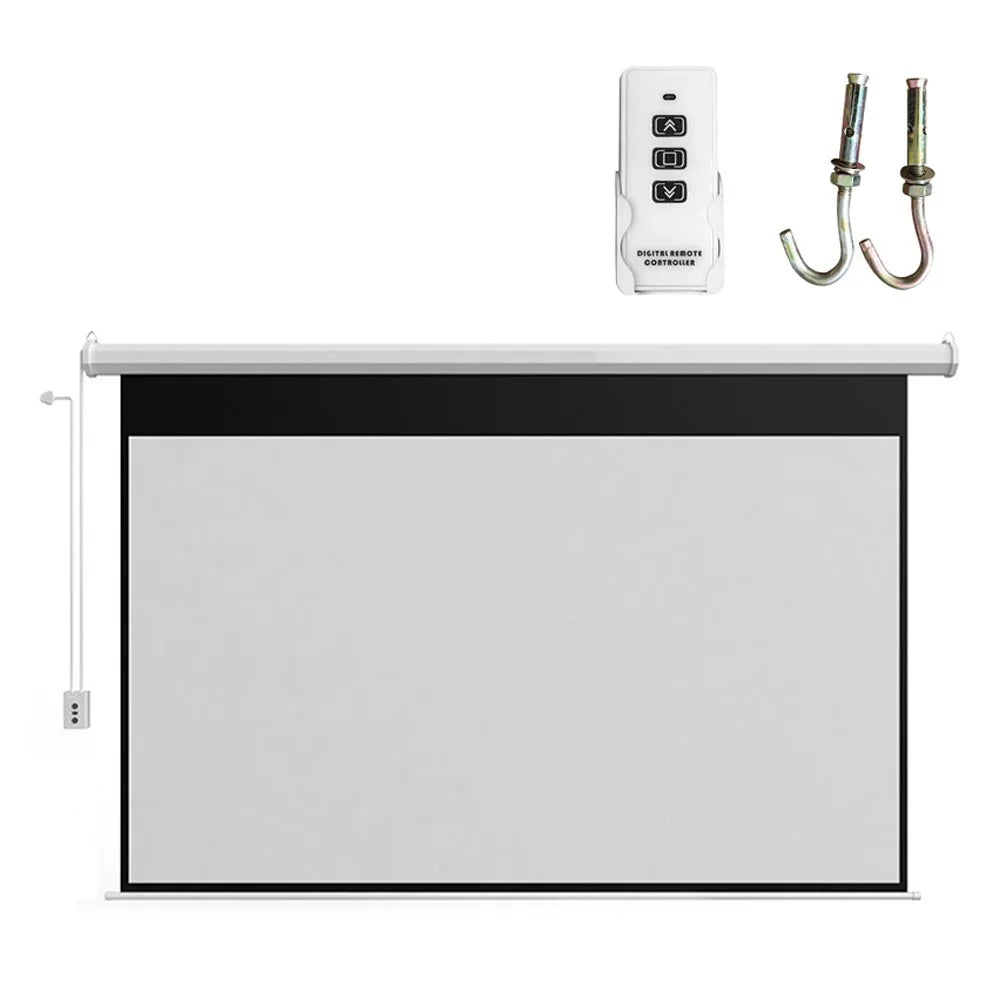 Wall Mounted 60-inch 4:3 HD Projection Screen Grey Fiberglass Electric Projection Screen for Home, Office, 220V EU Plug - 1