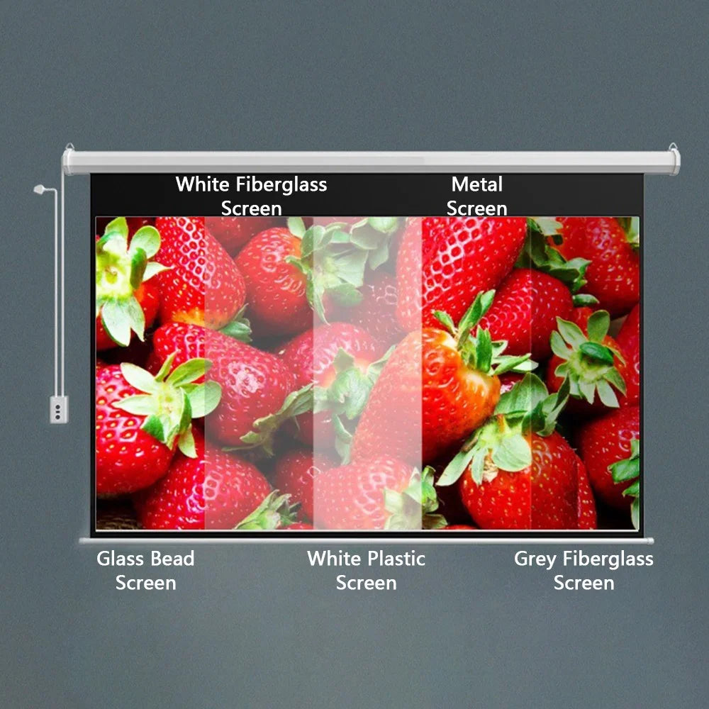 60-inch 4:3 Auto Locking Projection Screen White Fiberglass Wall Mounted HD Projection Screen for Meeting, Home, 220V EU Plug - 2