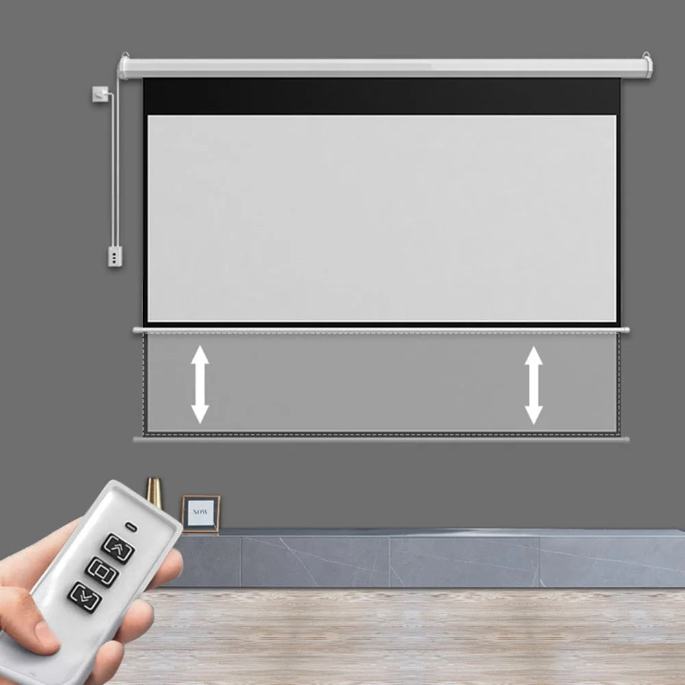 60-inch 4:3 Auto Locking Projection Screen White Fiberglass Wall Mounted HD Projection Screen for Meeting, Home, 220V EU Plug - 3