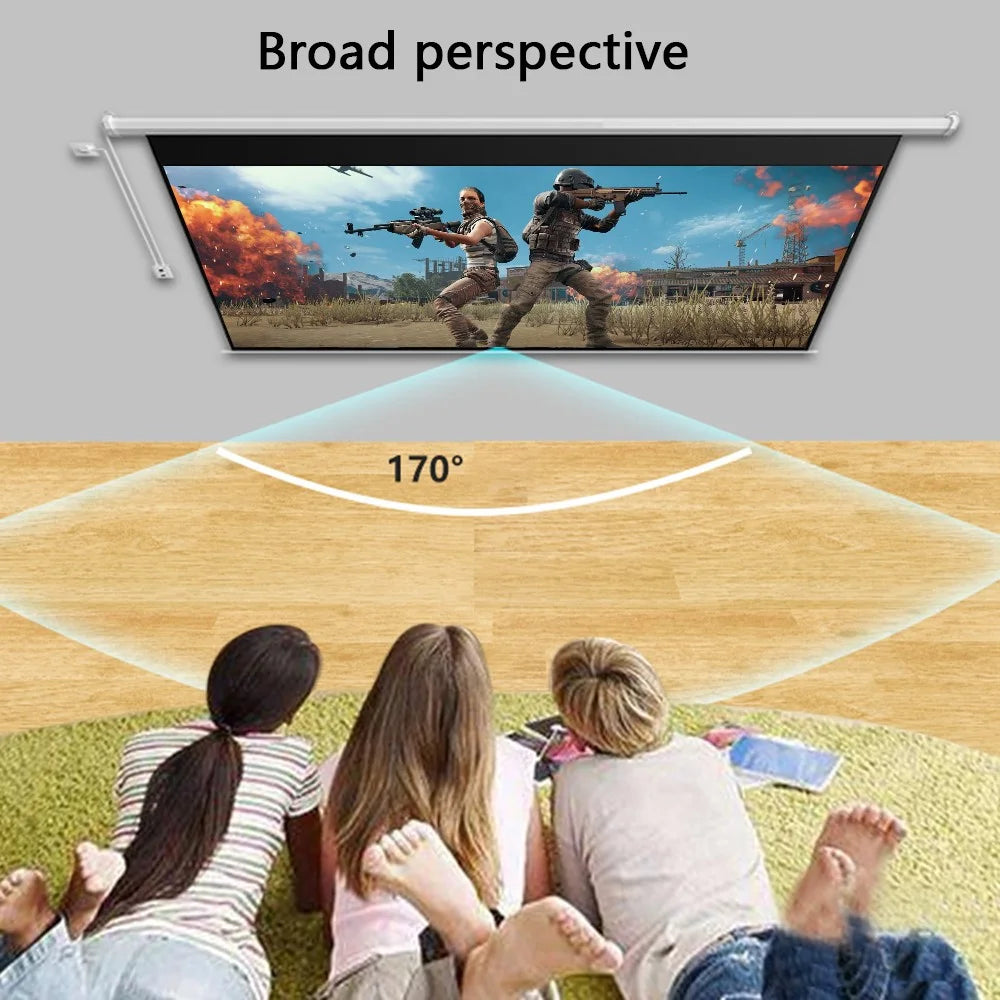 60-inch 4:3 Auto Locking Projection Screen White Fiberglass Wall Mounted HD Projection Screen for Meeting, Home, 220V EU Plug - 4