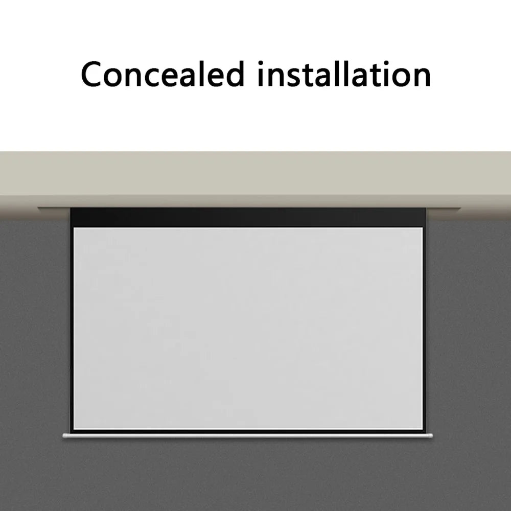 60-inch 4:3 Auto Locking Projection Screen White Fiberglass Wall Mounted HD Projection Screen for Meeting, Home, 220V EU Plug - 5