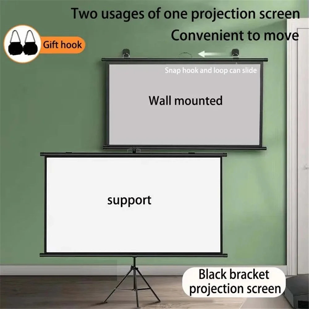 4K Photon Projection Screen Portable Wall Mounted / Floor Standing 60-Inch Projector Screen - Black / 4:3 - 3