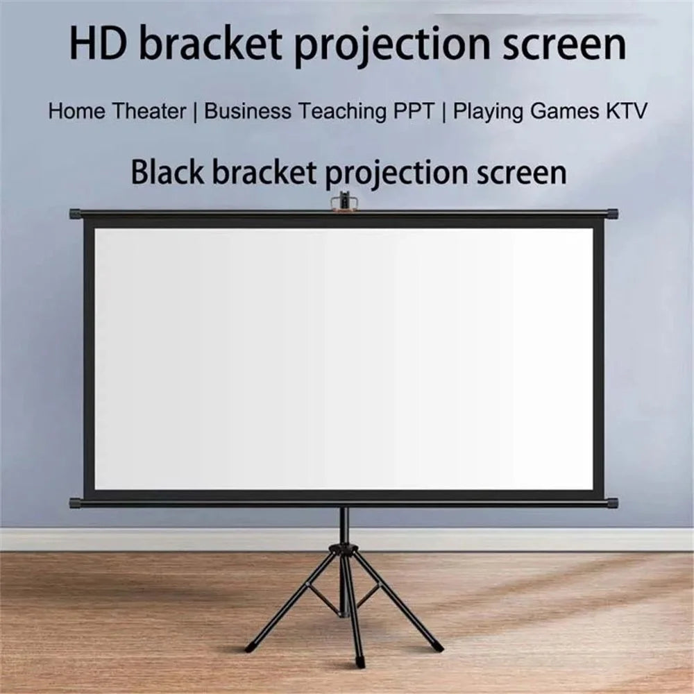 Wall Hanging Thickened Fiberglass Projection Screen Ground Stand 60-Inch Projector Movies Screen - Black / 4:3 - 4
