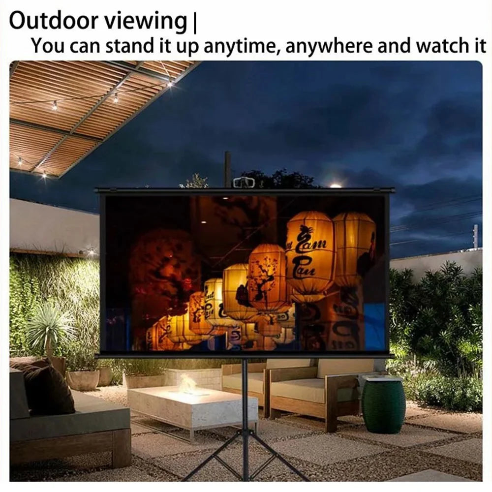 Wall Hanging Thickened Fiberglass Projection Screen Ground Stand 60-Inch Projector Movies Screen - Black / 4:3 - 6