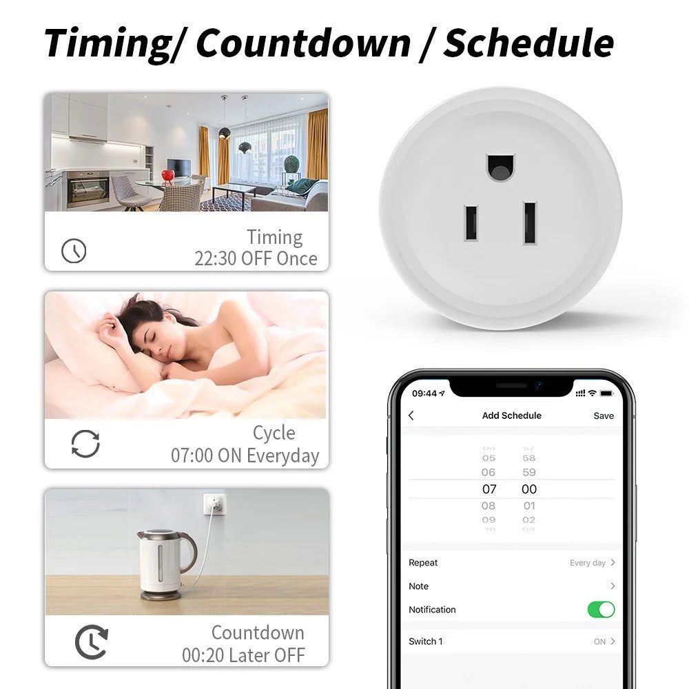 WHM02 10A US Plug WiFi Outlet with Measure APP Remote / Voice Control Smart Tuya Socket Support Timer Switch - 7