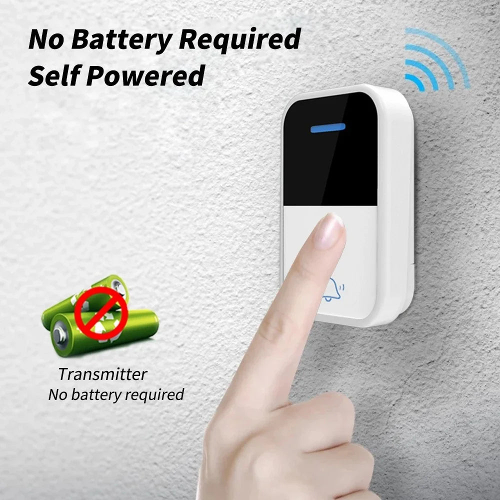 WHM05 Wireless Doorbell Self-Powered Remote Control Pressure Home Doorbell, US Plug - 2
