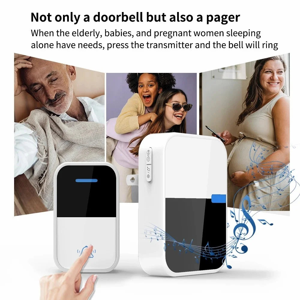 WHM05 Wireless Doorbell Self-Powered Remote Control Pressure Home Doorbell, US Plug - 5
