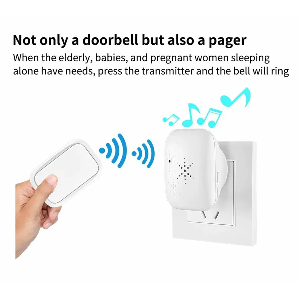 WHM01 EU Plug Home Doorbell Press Button Door Bell with 1 Transmitter+1 Receiver - Black - 3