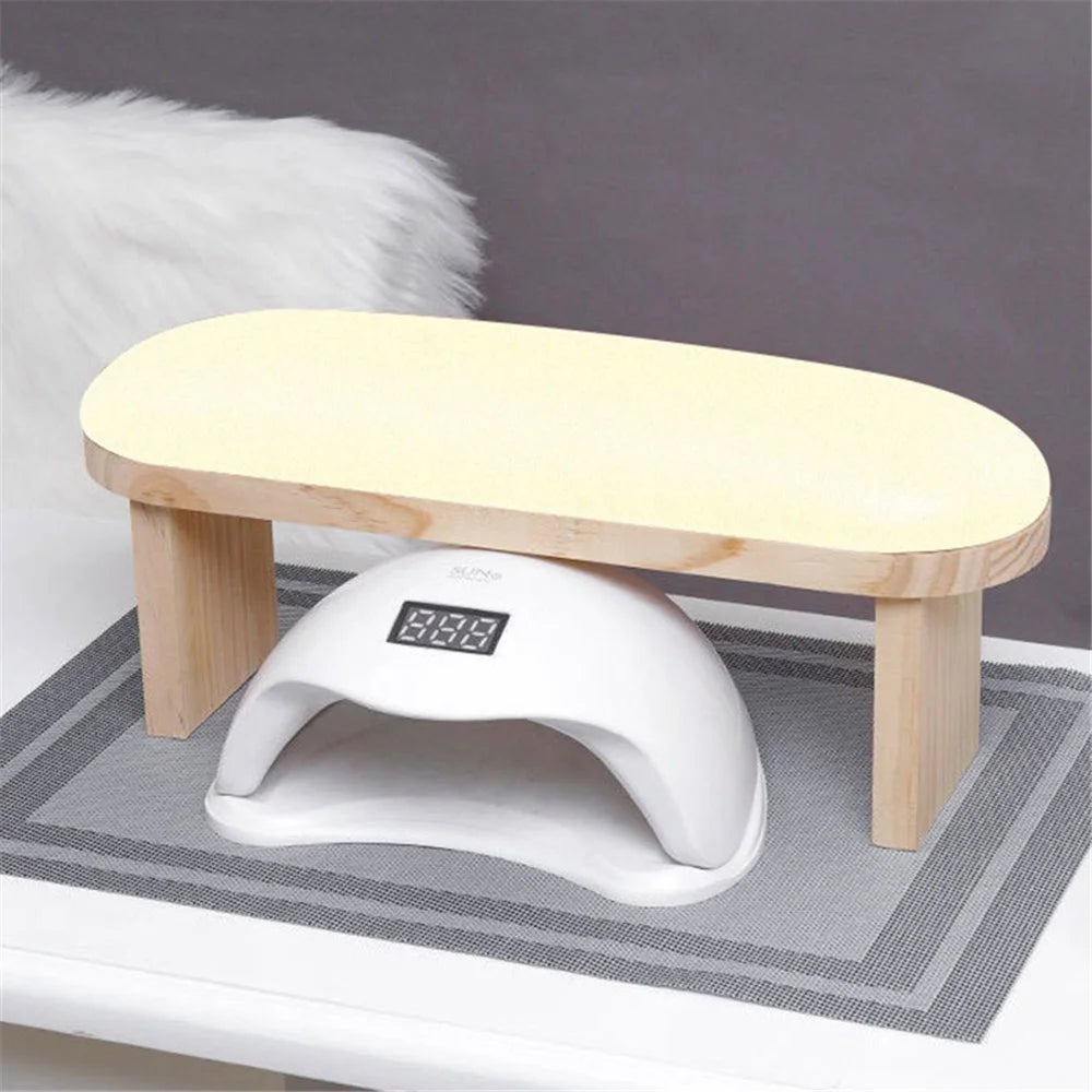 Nail Art PU Leather Hand Rest Cushion Wooden Manicure Table for Salon / Home, High Type - Grey - 5