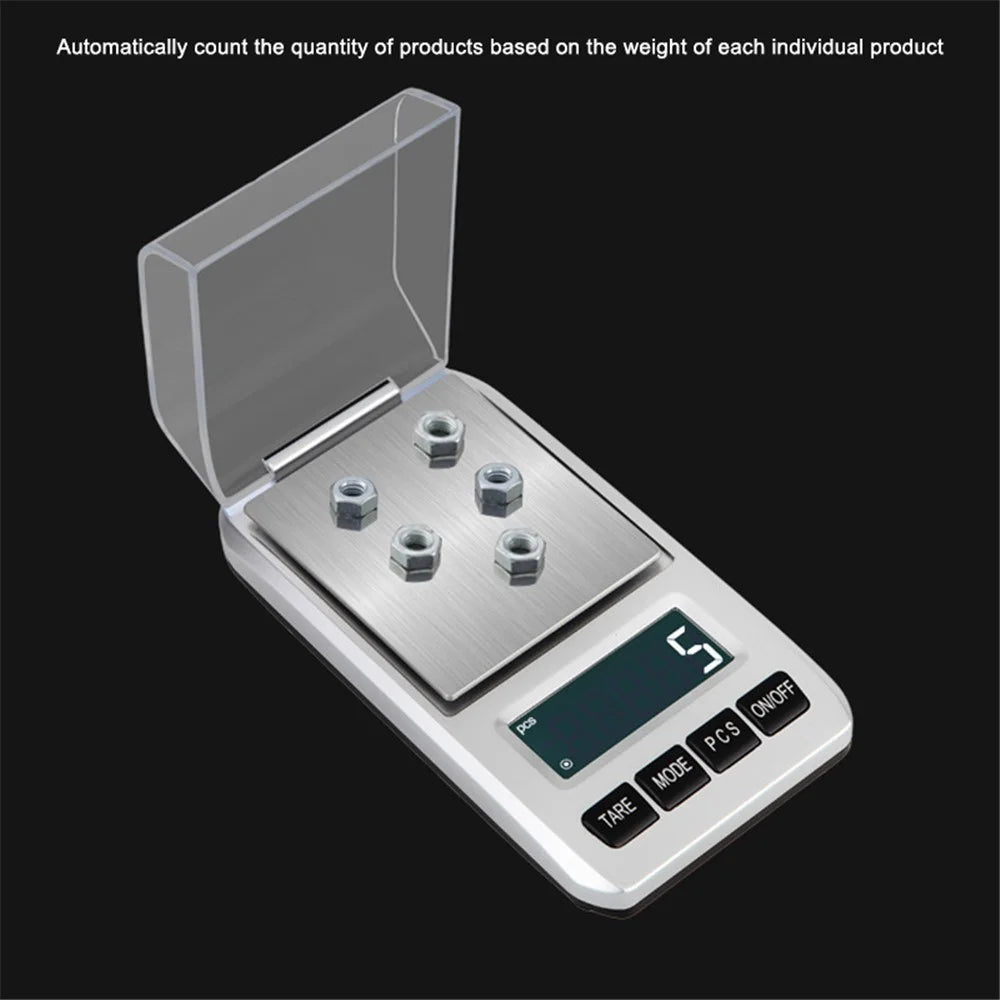 500g / 0.01g 6 Units Pocket Jewelry Scale Stainless Steel Mini Electronic Scale with 1g Calibration Weight - 6
