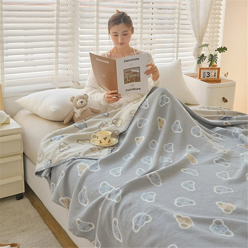 200x230cm Class A Cotton Gauze Blanket Summer Towel Quilt Air Conditioning Blanket - Cookie Bear - 1