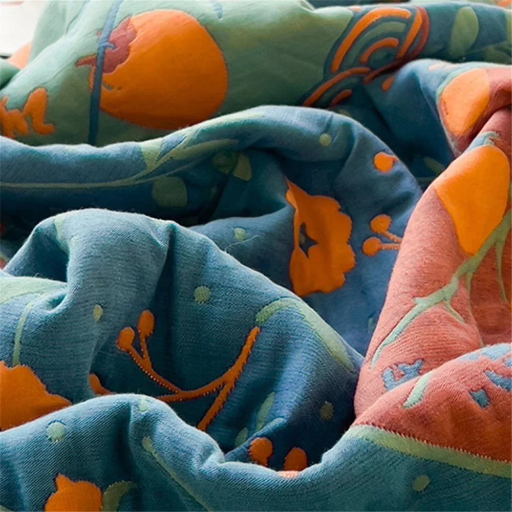 K-70 3-Piece Bedding Set 200x230cm Cotton Blanket Towel Quilt + 2 Pillow Covers - Elegant Style - 5