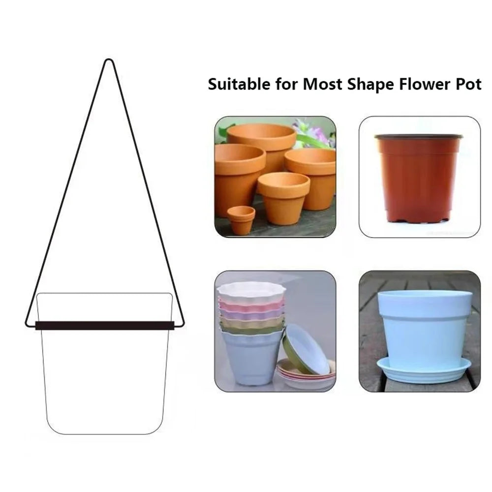 001-ZJY-PT3JB ZJY-PT3HB Detachable Wrought Iron Hanging Flower Pots with Plastic Baskets (Set of 3) - Black - 3
