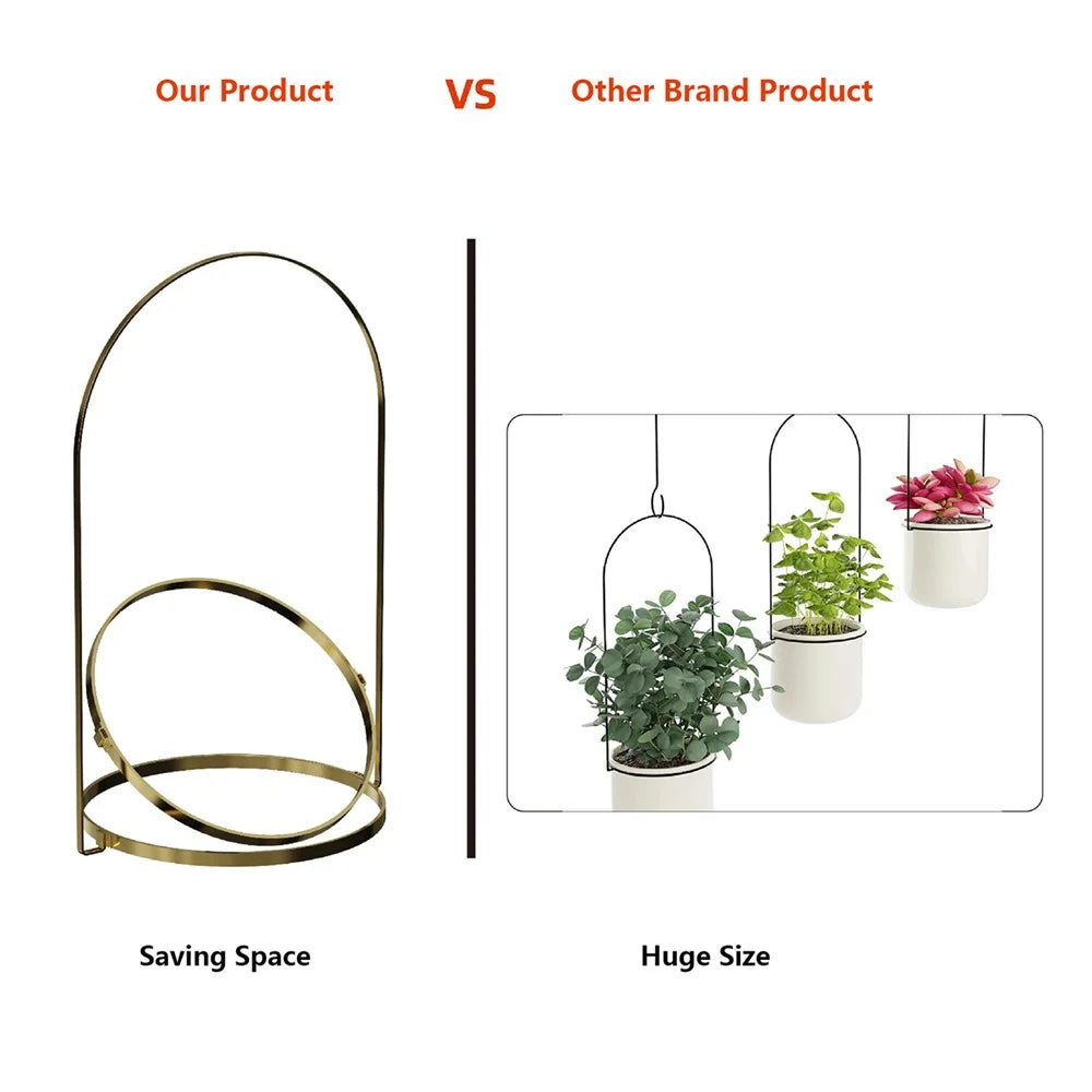 001- ZJY-PT3 Hanging Flower Pot Holder Movable Plant Hangers (Set of 3) - Golden Basin Ring - 2