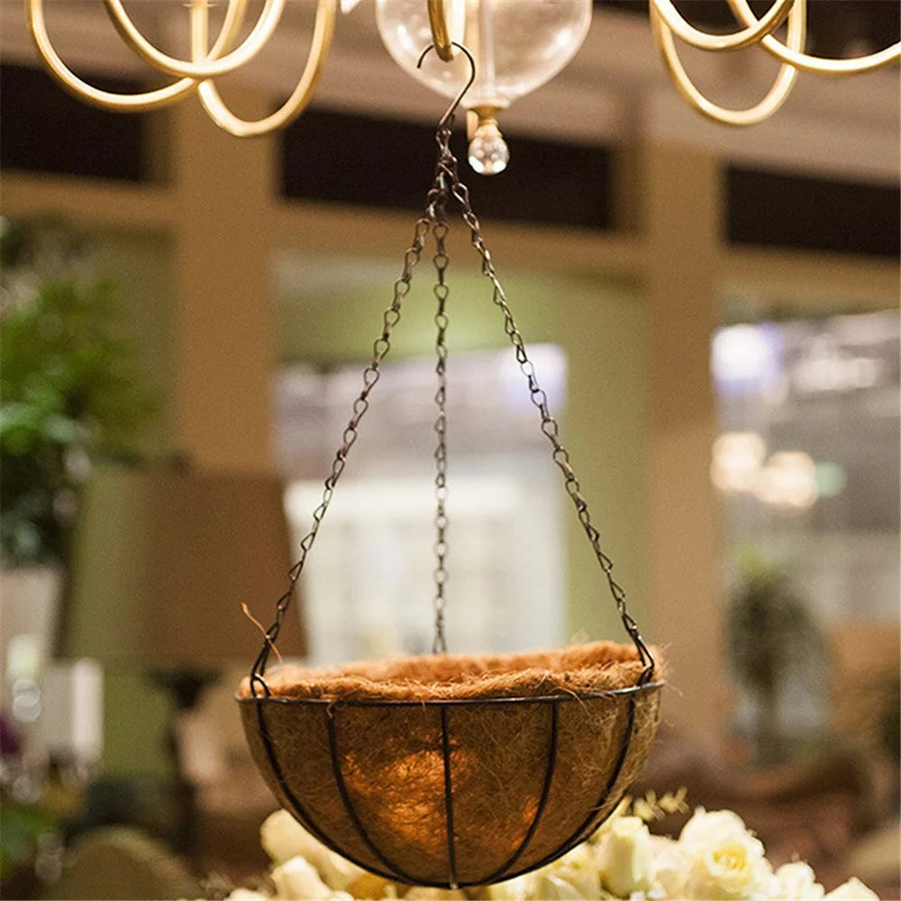 001-YZ01 14-inch Flower Pot Hanging Planter Basket with Coir Liner (Semi-circular Umbrella Shape) - 2