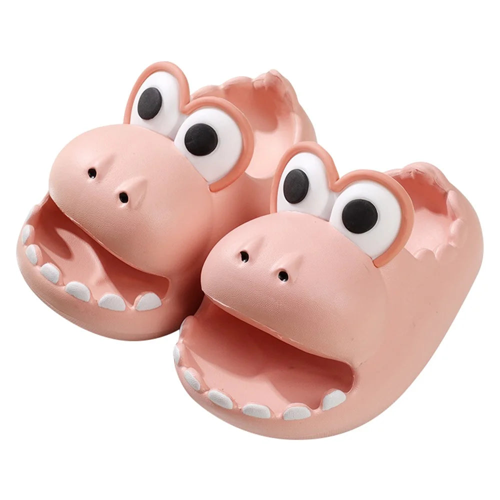 1 Pair Kids Dinosaur Slippers EVA Non-Slip Open Toe Sandals Cartoon Shape Design - Pink / 15cm - 1