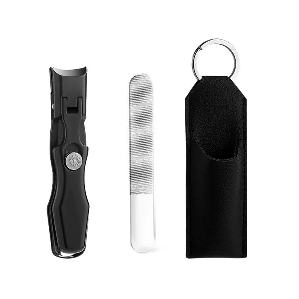 Anti-Splash Nail Clipper Stainless Steel Fingernails Toenails Cutter Nail Trimmer Manicure Tool - Black - 1