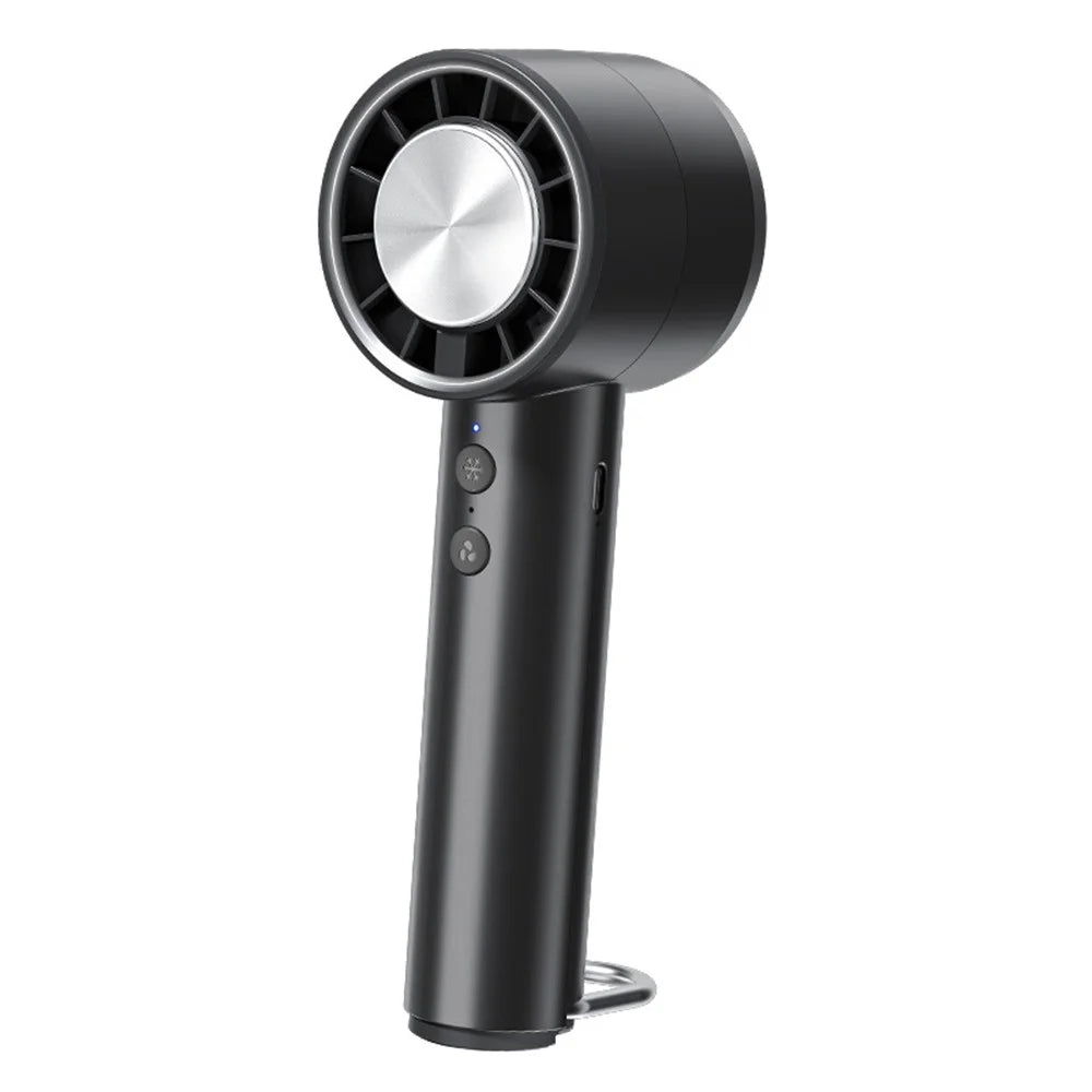 Handheld Cooling Fan USB Rechargeable Turbo Fan Portable High Speed Fan with Ice Compress Cooling Design - Black - 1