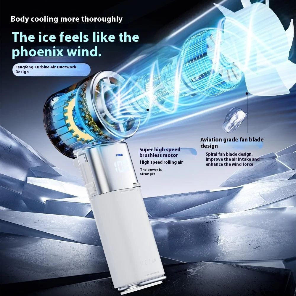 MF119 Handheld Fan with Retractable Cable Adjustable 100 Speeds USB Rechargeable Portable Cooling Fan - White - 3