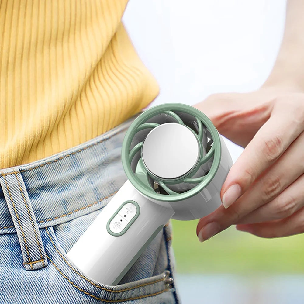 Portable USB Mini Fan Rechargeable 3600mAh Battery 3 Speed Settings Desktop Handheld Cooling Fan - White - 6