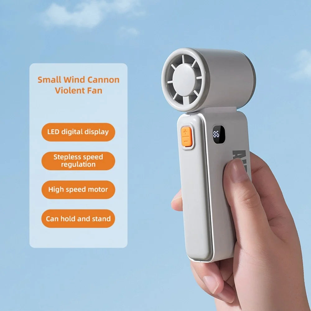 WH-14 Portable Mini Turbo Fan 19500RPM High Speed 100 Speed Adjustable Rechargeable Fan with Digital Display - White - 2