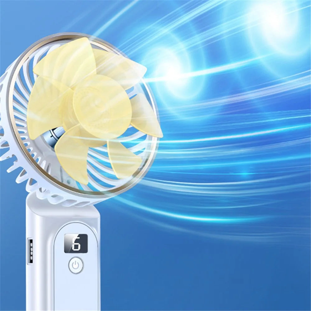 M12 Portable Mini Handheld Fan USB Rechargeable ABS Foldable Cooling Fan for Home Office Travel Trip - White - 4