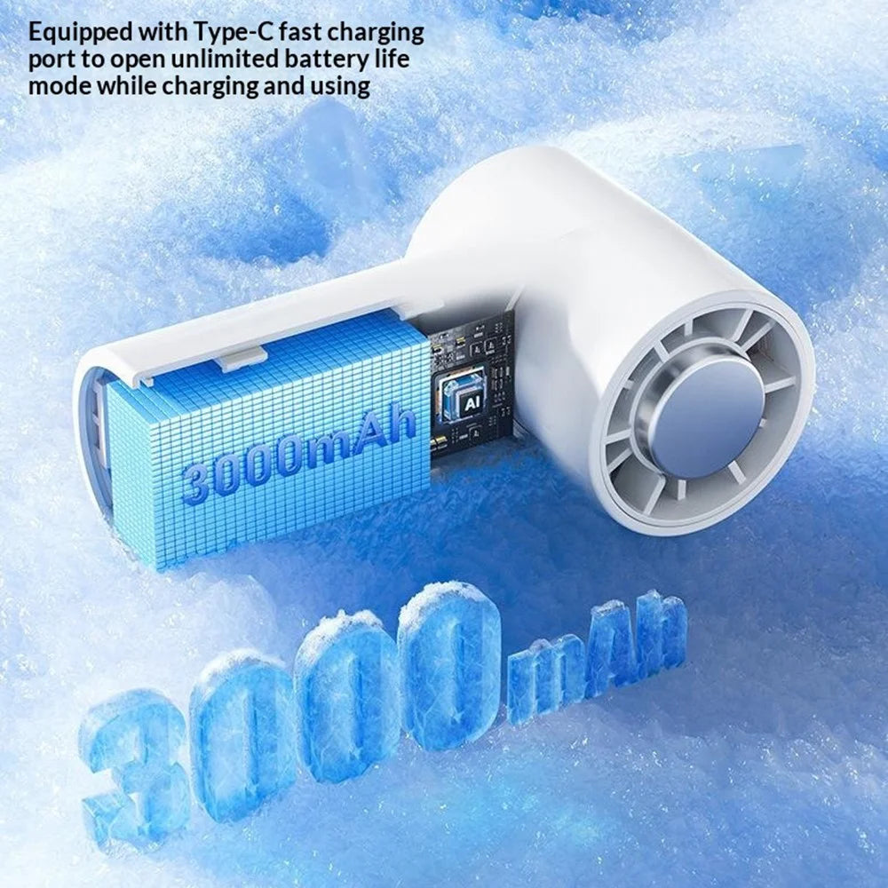 YS-G10 Mini Handheld Fan Built-in 3000mAh Battery Semiconductor Cold Compress LED Display Clip-on Fan for Travel Outdoor - White - 4