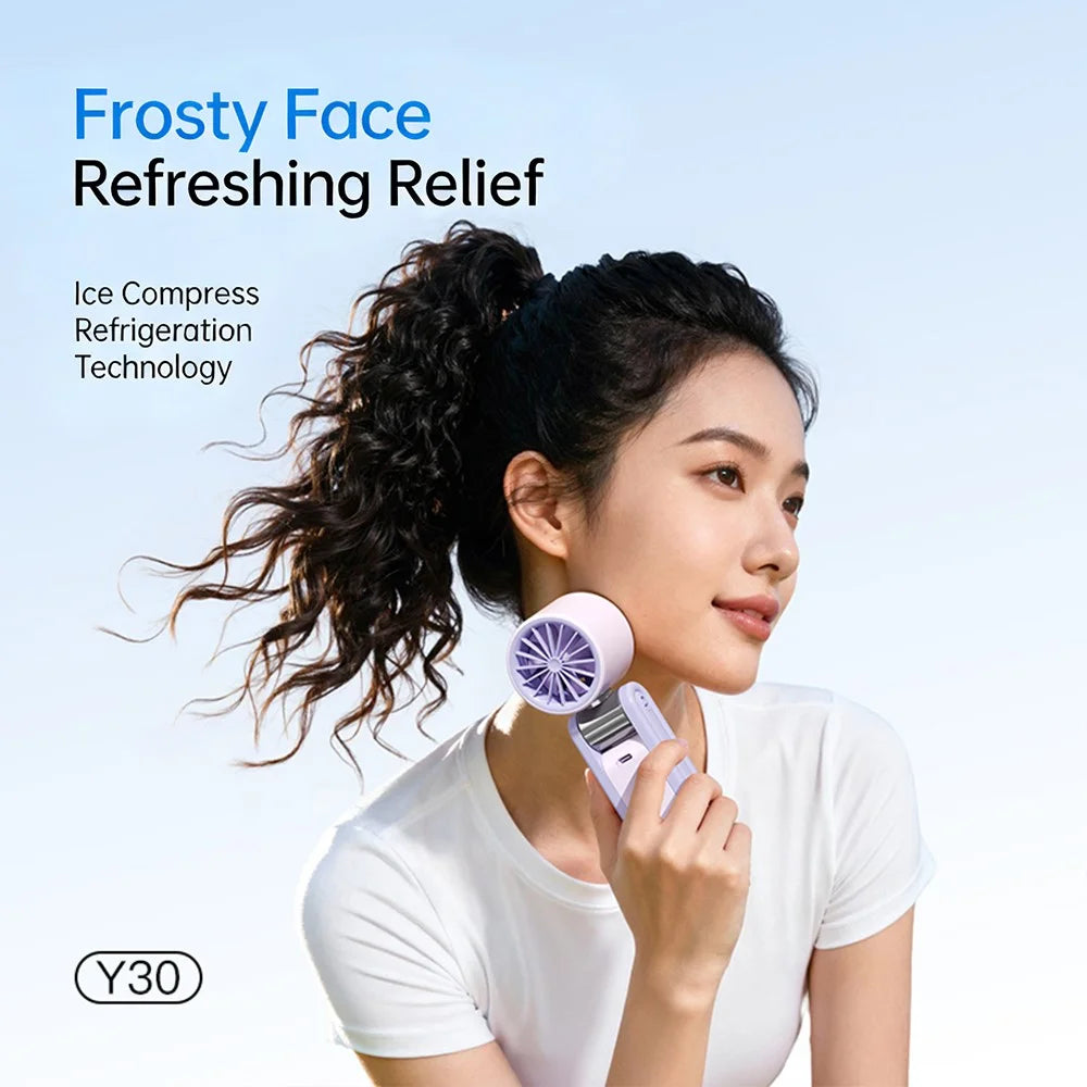 Y30 Folding Handheld Fan Triple Folding 3600mAh 199-Speed TEC Semiconductor Ice Cooling Portable Fan for Outdoor Indoor - Green - 7