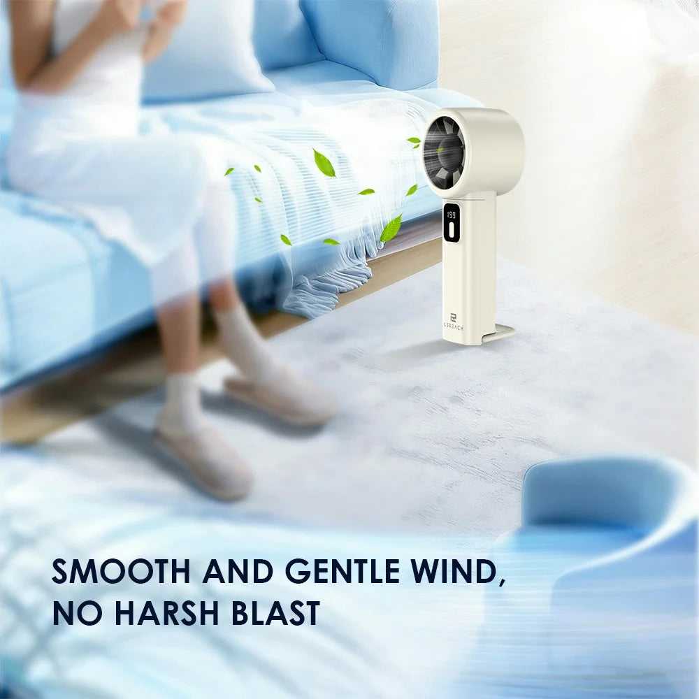 LEREACH Portable Handheld Fan 199 Speed Levels Desktop Fan for Office Travel - Beige - 4