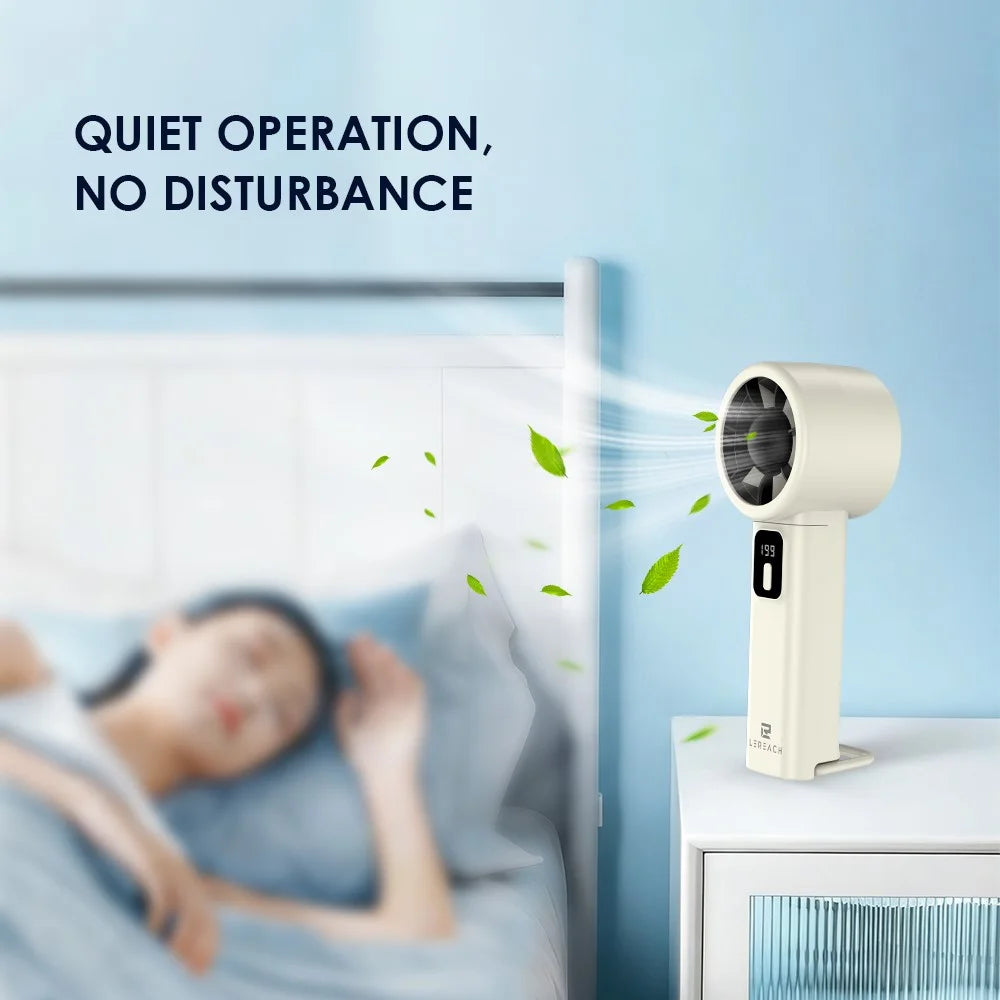 LEREACH Portable Handheld Fan 199 Speed Levels Desktop Fan for Office Travel - Beige - 5