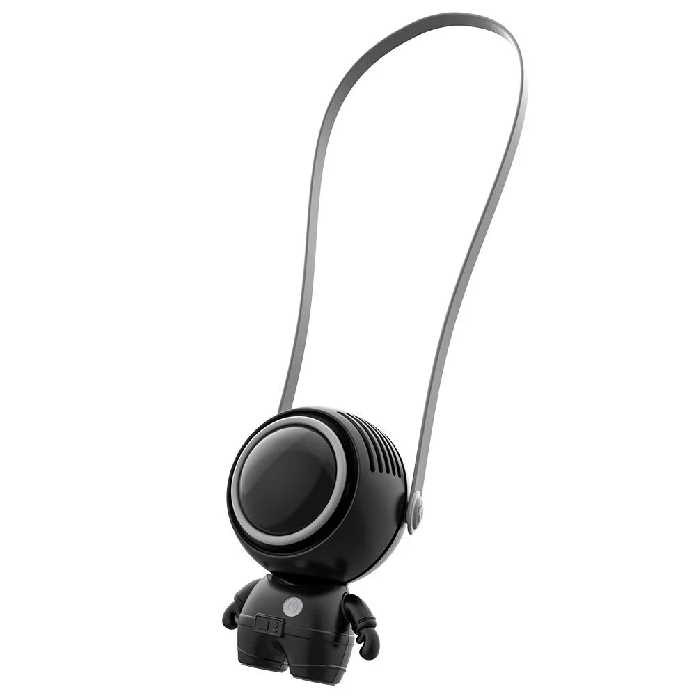 MF040 Spaceman Shape Silent Cooling Fan Mini Handheld Neck-mounted Fan , 3 Speed Mode 900mAh Battery (CE Certificate) - Black - 2