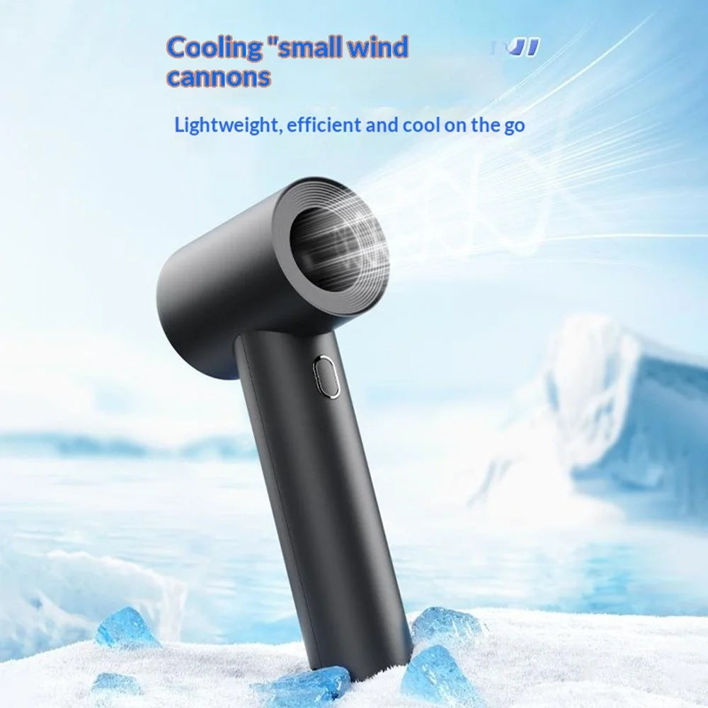 H23 Portable Handheld Fan 2000mAh High Speed Turbine Silent USB-C Charging Mini Fan for Outdoor Travel - Black - 2