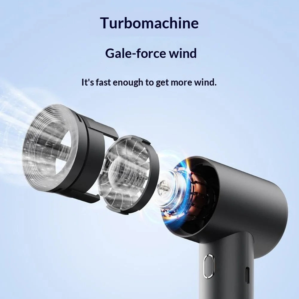 H23 Portable Handheld Fan 2000mAh High Speed Turbine Silent USB-C Charging Mini Fan for Outdoor Travel - Black - 5