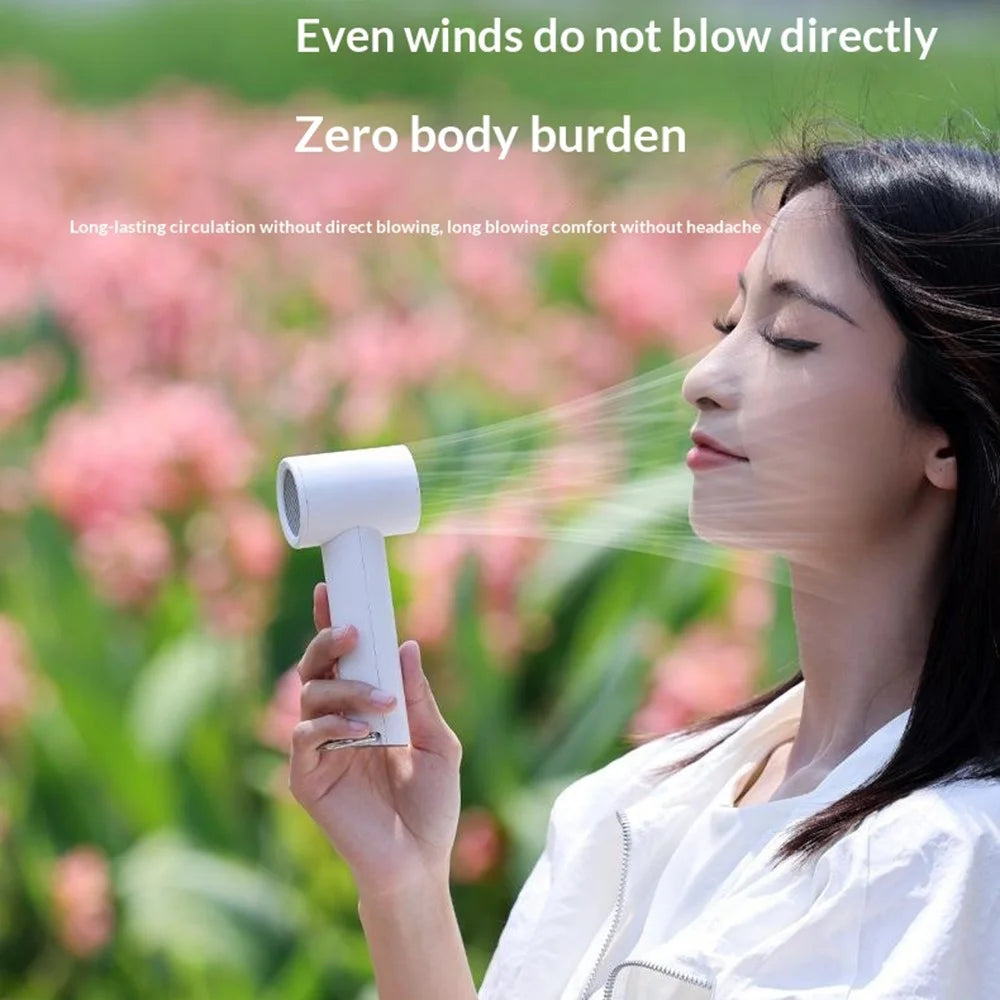 H23 Portable Handheld Fan 2000mAh High Speed Turbine Silent USB-C Charging Mini Fan for Outdoor Travel - Black - 6