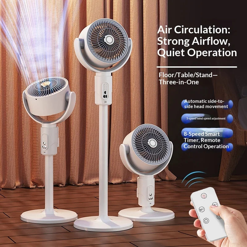 F1 Air Circulator Fan Adjustable Height Quiet Desktop Floor Stand Fan with Remote Control - Plug-In Style - 4