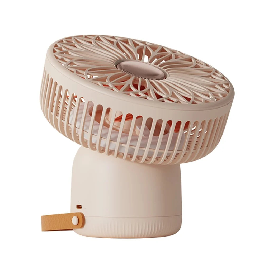 SOTHING Muguet Multifunction Desktop Fan Night Light USB Rechargeable Cooling Fan with Remote Control - Apricot - 1