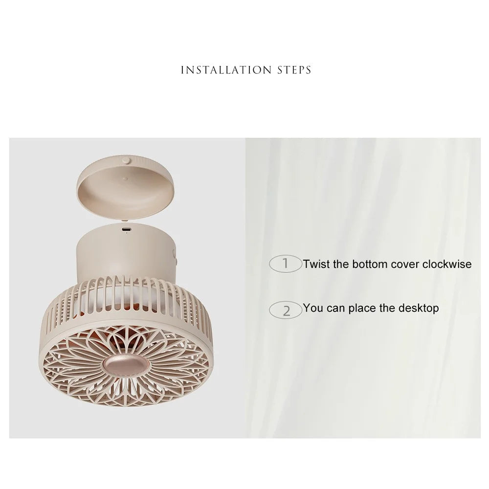 SOTHING Muguet Multifunction Desktop Fan Night Light USB Rechargeable Cooling Fan with Remote Control - Apricot - 6